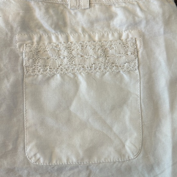 Sundance Catalog White Linen Shorts 16 NWT Lace Trim Pockets Cotton Coastal - Picture 6 of 7